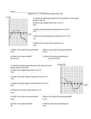 1-D Kinematics Graphs .pdf - Name: Assignment 1: 1-D Kinematics Graphs ...