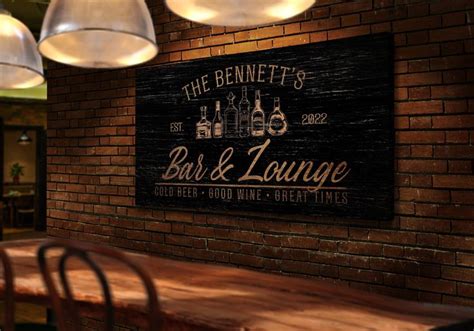 Personalized Bar & Lounge Sign, Home Bar Sign, Rustic Pub Decor, Family ...