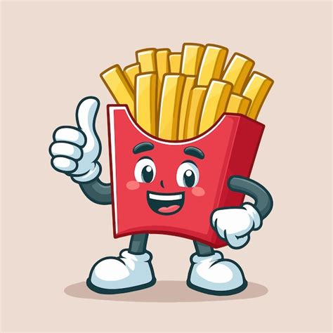 Premium Vector Cute French Fries Mascot Character Isolated On A Cream