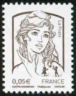 Marianne de Ciappa et Kawena Timbres de France émis en 2013