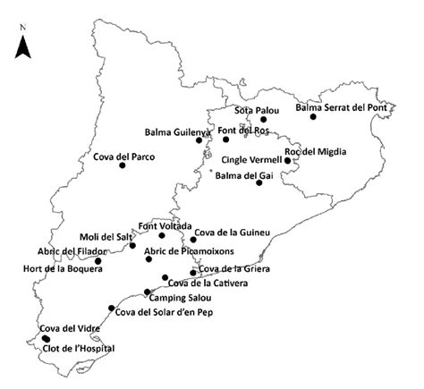 Localització dels jaciments citats al treball Download Scientific