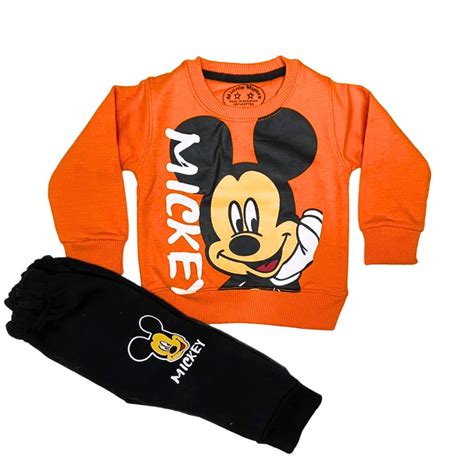 Premium Orange Mickey Fleece Tracksuit – Swag kids