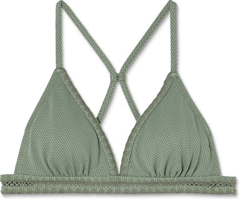 Amazon Xhilaration Juniors Pique Crochet Trim Triangle Bikini Top Sage Green XSmall