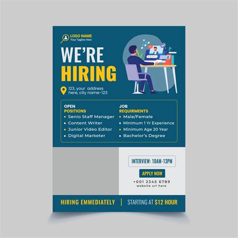 Job Hiring Recruitment Flyer Design Template Vector Art At