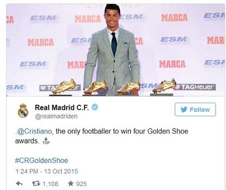 Amazing Ronaldo Wins Record Fourth Golden Boot Award