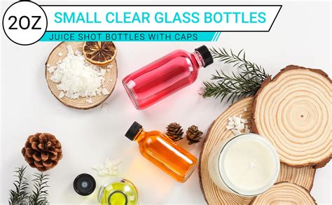 Yishik Oz Clear Glass Shot Bottles With Funnel Pack Dispensing