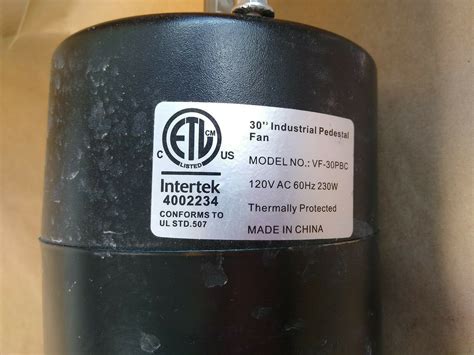 New Intertek 30 Pedestal Fan Replacement Motor Model No Vf 30pbc