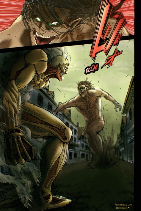 I coloured Eren Vs Reiner in anticipation of part 2 :) : r/titanfolk