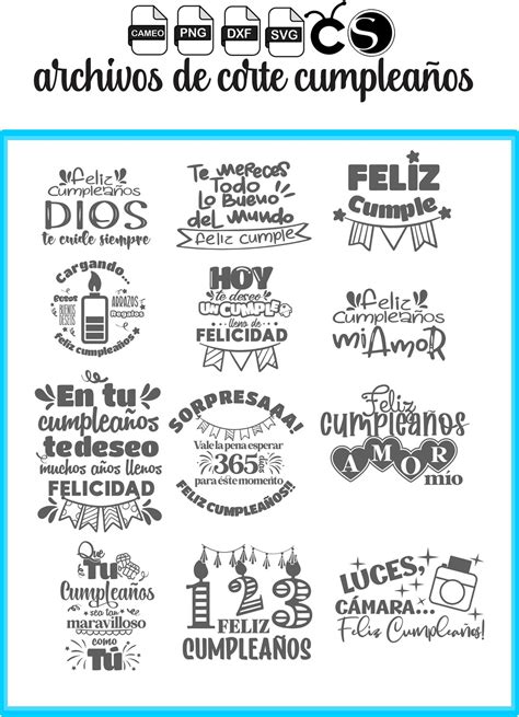 Cumpleaños svg png dxf silhouette cameo archivos de corte files cutting