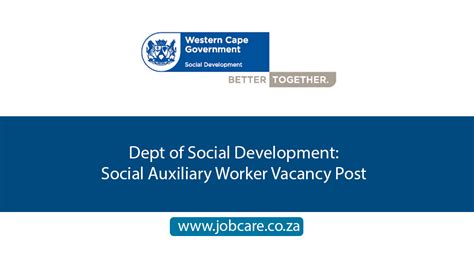 Dept Of Social Development Social Auxiliary Worker Vacancy Post Jobcare