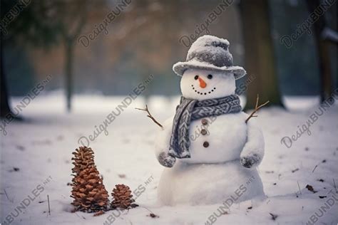 Charming snowman in a winter wonderland scene