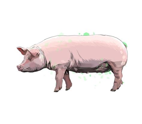 Premium Vector | Pig from a splash of watercolor, colored drawing ...