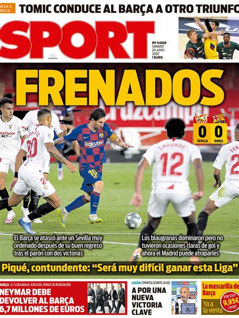 La Portada Del Diario Sport 20 06 2020