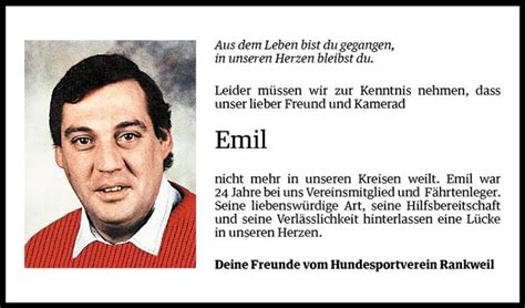 Todesanzeigen Von Emil Todesanzeigen Vorarlberger Nachrichten