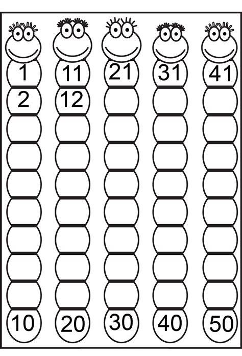 1 50 Number Charts To Print Activity Shelter