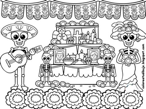 Altar En Mexico Para El Dia De Los Muertos Para Colorear Colorea Tus Dibujos