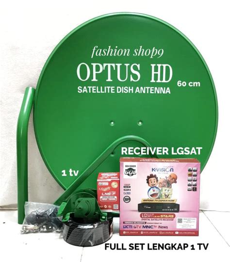 Parabola Mini Full Set Lengkap 60 Cm Optus Hijau Termasuk 1 Pcs