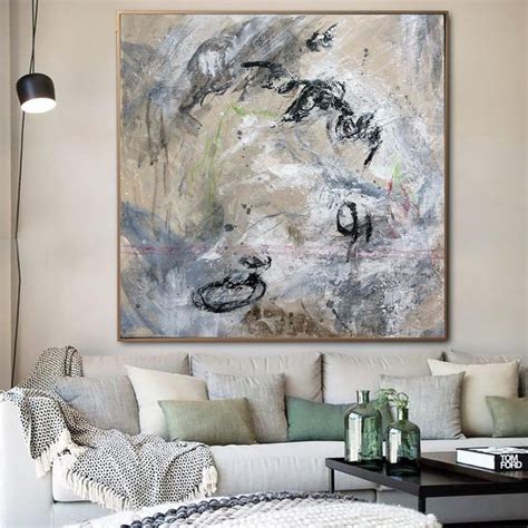 Large Abstract Gray Paintings On Canvas Aesthetic Painting 40x40 Expre ...