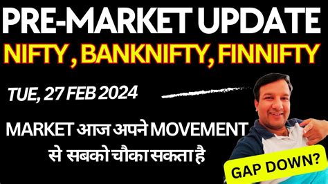 Gap Down Pre Market Update Today Nifty Banknifty Finnifty 27 Feb 2024