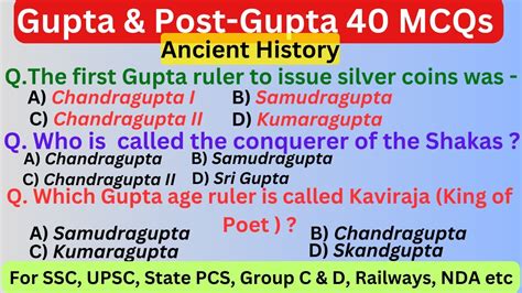 Gupta Post Gupta Period MCQs Gupta Period Part 1 MCQ Improtant