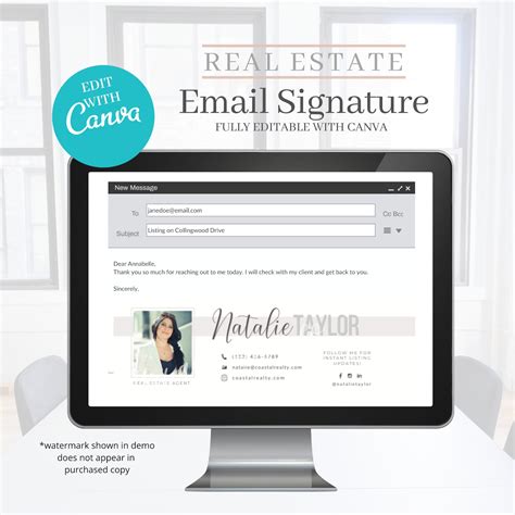 Email Signature Real Estate Template Real Estate Agent Etsy