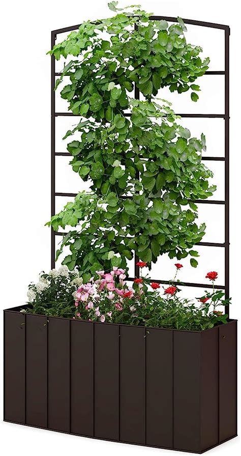 COSTWAY Fioriera Da Giardino Con Traliccio 111 Cm Letto Rialzato Di