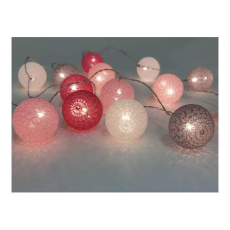 Guirlande Lumineuse Boules Fil Rose USB 4 Couleurs LED Blanc Chaud Elume