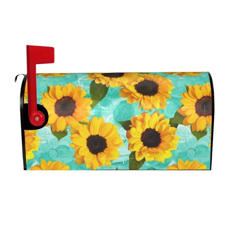 Bingfone Yellow Sunflowers With Green Leaves Magnetic Mailbox Cover