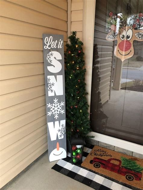 Let It Snow Porch Sign Christmas Porch Leaner Winter Porch Etsy