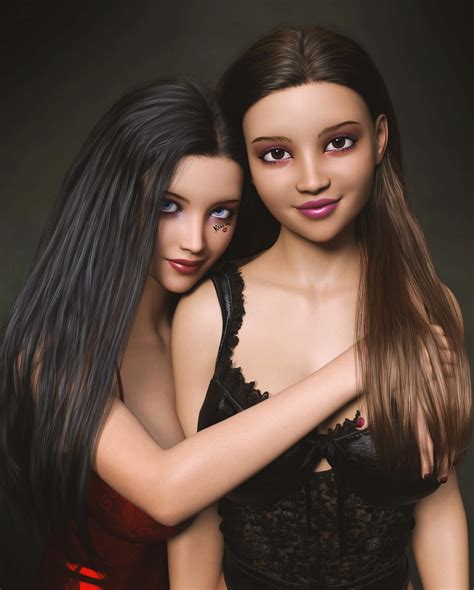 Brandi And Barbie Portrait 3d Render Digital Art By Jakonoid