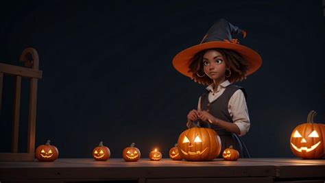 Premium AI Image | a witch with Halloween pumpkin costume