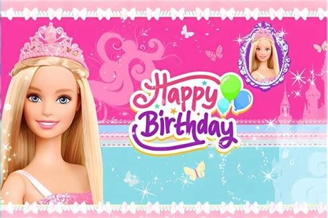 Princess Barbie's Birthday Photography Backdrop for Princess Girl's Theme Birthday Party ...