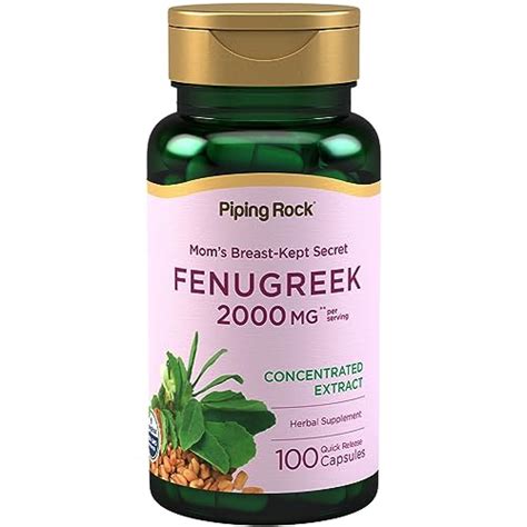 Piping Rock Fenugreek Capsules 2000mg 100 Pills Concentrated Herbal