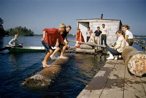 Lumberjack Kids Log Rolling In Wisconsin 1957 Rpics