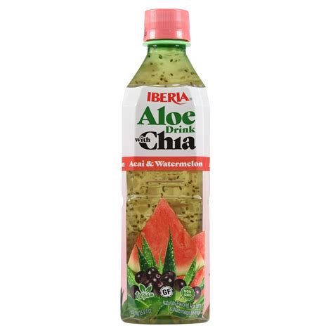 Iberia Aloe Drink With Chia Acai Watermelon 16 9 Fl Oz Walmart