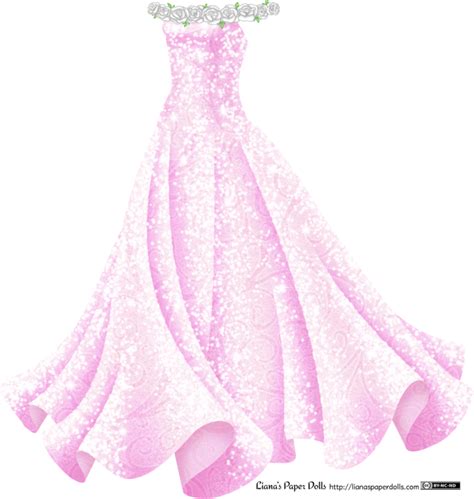 Sparkly Pink Gown With White Roses Lianas Paper Dolls