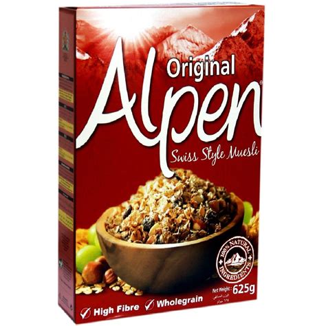 Alpen Original Swiss Style Muesli Cereal 625gm Breakfast Cereals