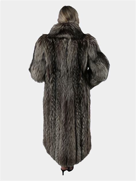 Silver Fox Fur Coat Womens Large Estate Furs