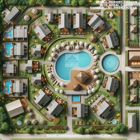 top view   mini resort plan   acre designed  arcmax architects