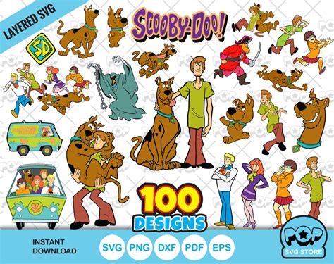 Scooby Doo Clipart Bundle Svg Cut Files For Cricut Silhouette Png Dxf Instant Download