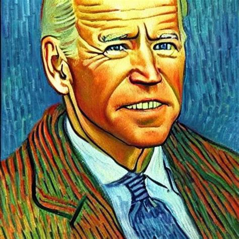 Joe Biden Portrait Painting By Vincent Van Gogh Oil Stable