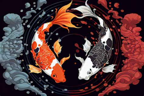 Ilustração colorida dos peixes koi da carpa japonesa Foto Premium