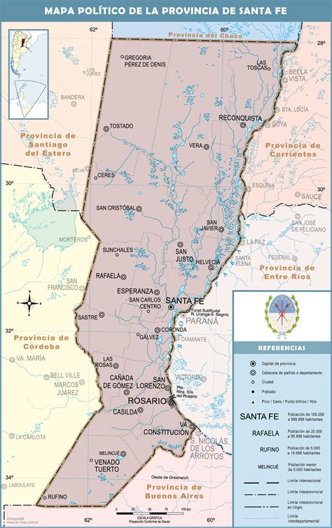 Political map of the Province of Santa Fe, Argentina | Gifex