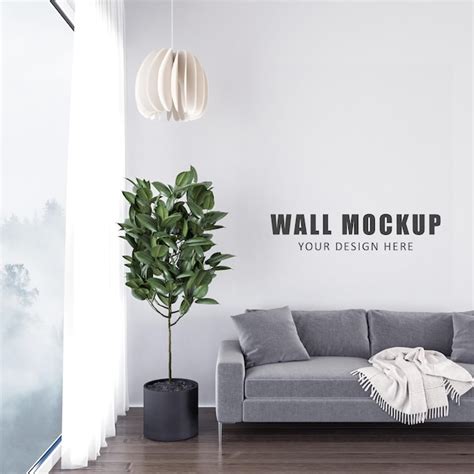 Premium Psd Wall Mockup Design In 3d Rendering