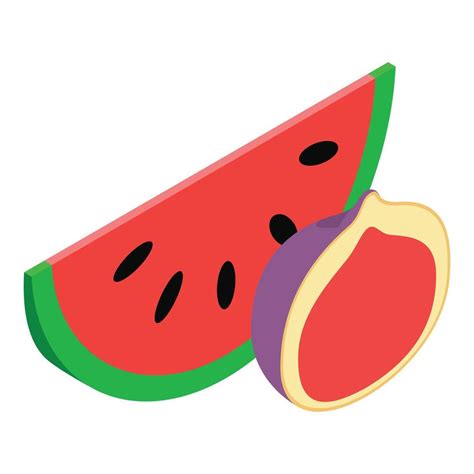 Summer Fruit Icon Isometric Vector Fresh Ripe Watermelon Slice And