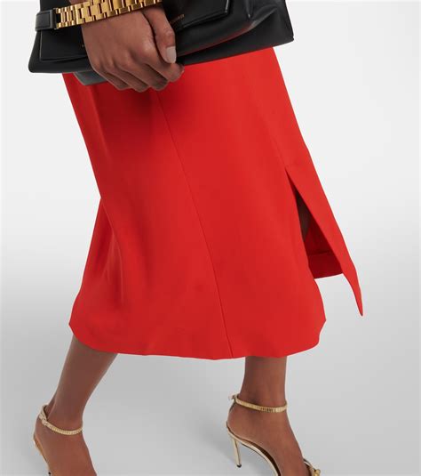 Off Shoulder Midikleid Aus Cady In Rot Victoria Beckham Mytheresa