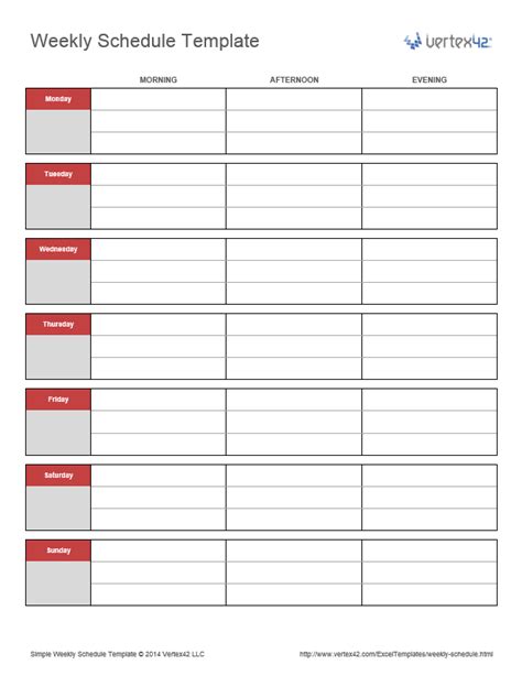 Weekly Schedule Template for Excel | Schedule template, Weekly schedule ...