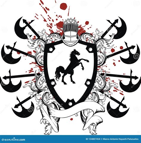 Heraldic Horse Crest Coat of Arms Black Tattoo Stock Vector ...