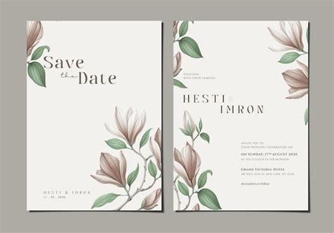 Premium PSD Double Sided Wedding Invitation Template With Flowers