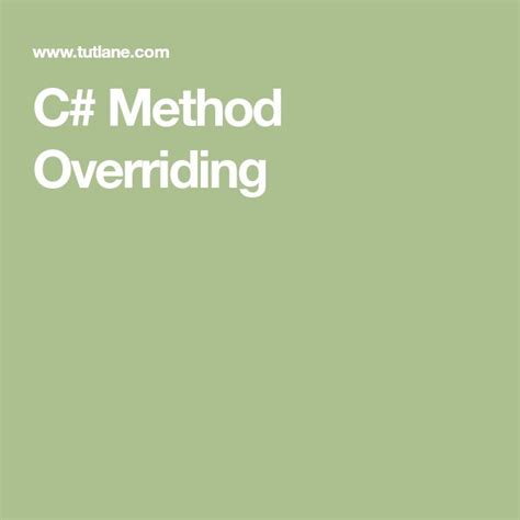 C Method Overriding Method Override Tutorial